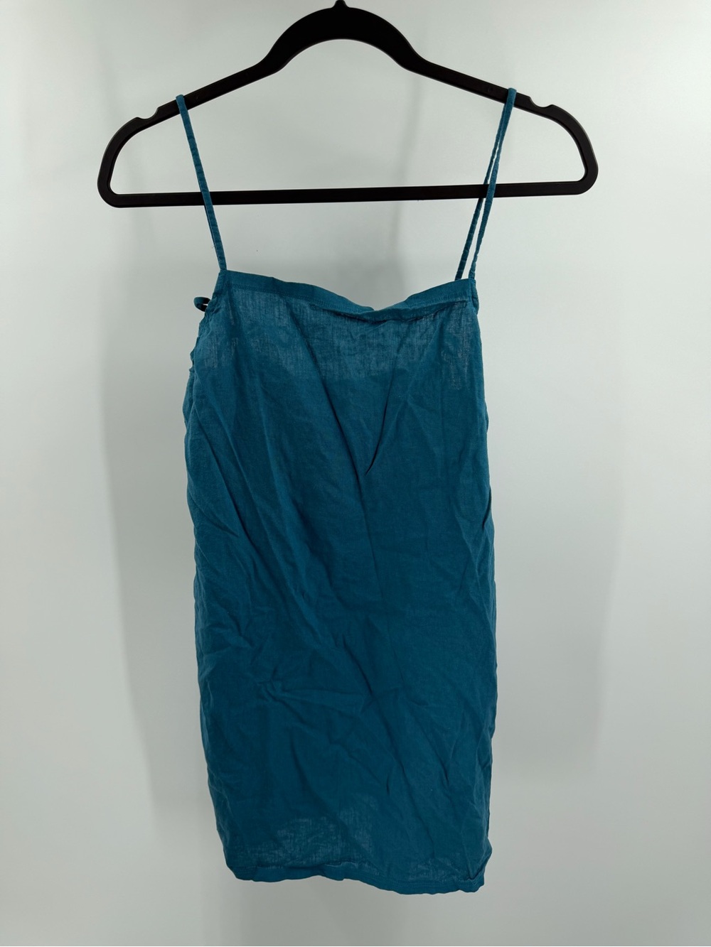 Vitamin‎ A Blue Teal Cami Tank Dress Medium Linen Rayon Blend Boho Beach Lounge